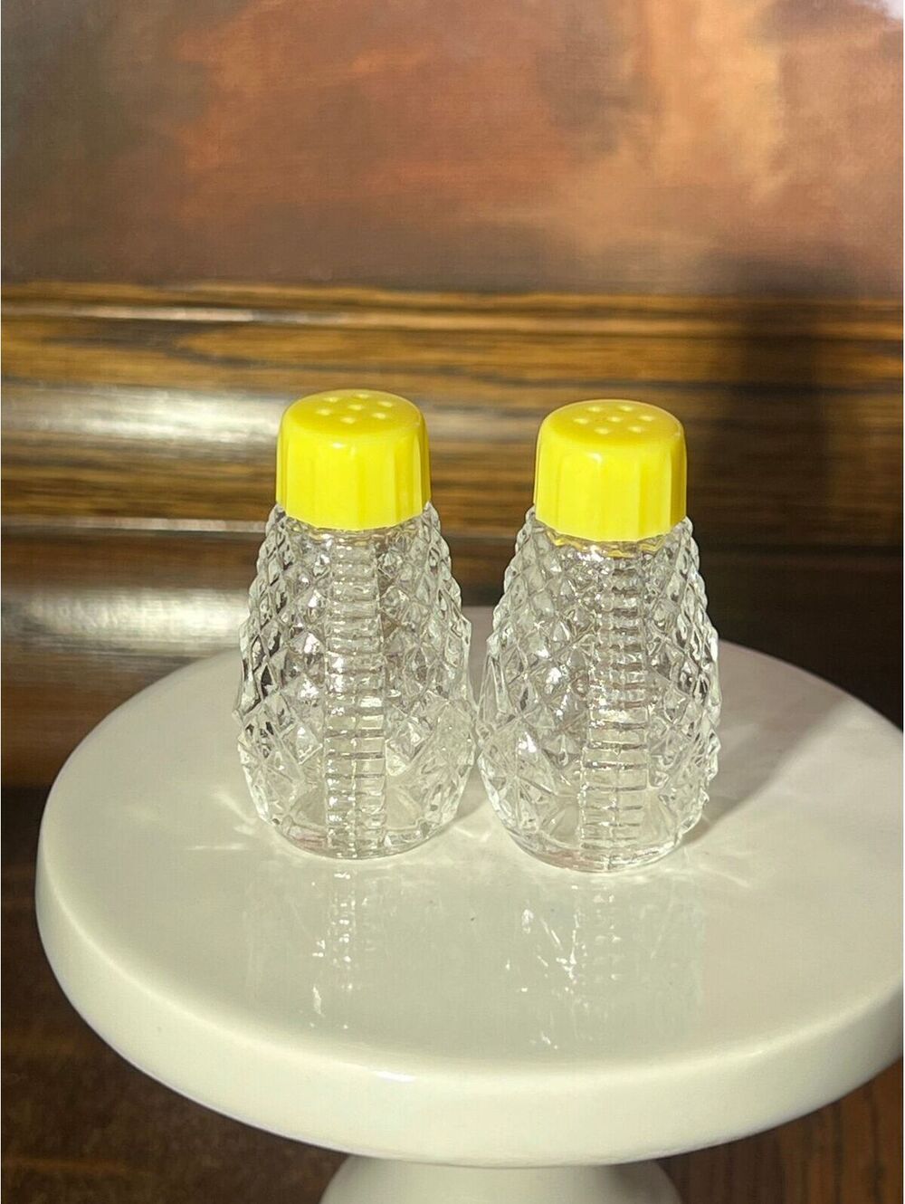 YELLOW - 1960-70’s Salt & Pepper Shakers Indiana Glass “Diamond Point” Pattern
